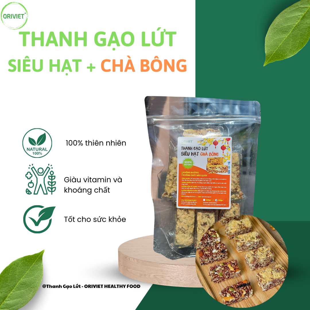 Thanh gạo lứt siêu hạt chà bông 250GR