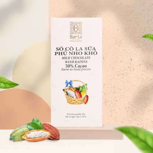 Sô cô la sữa phủ nho khô 65g