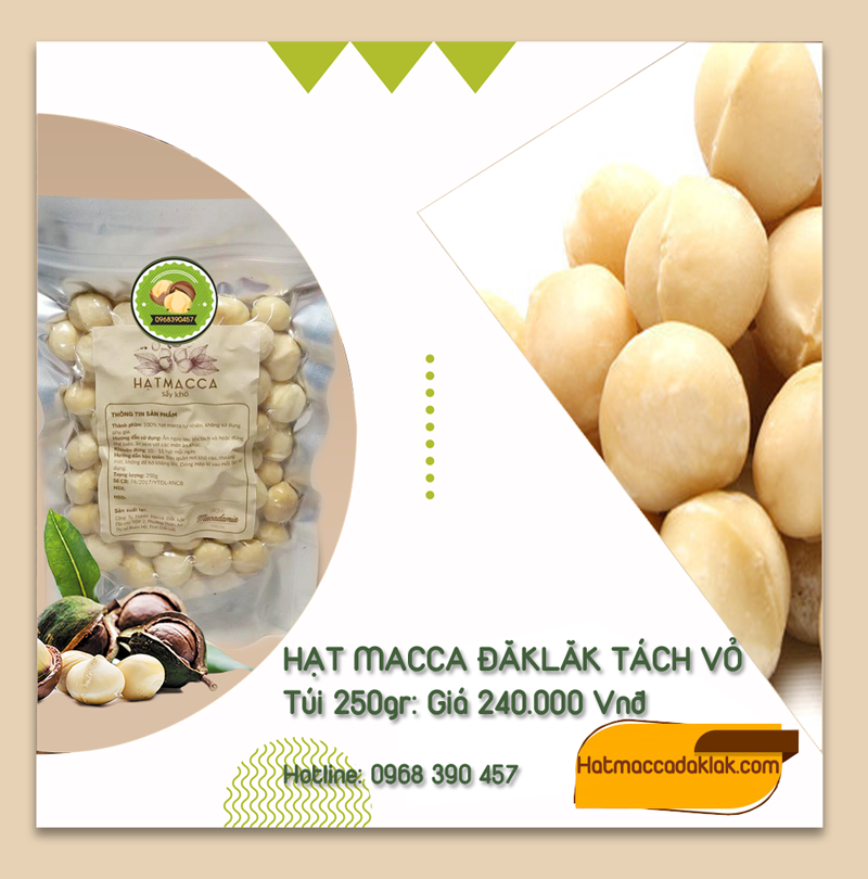 Hạt Macca tách vỏ gói 250g