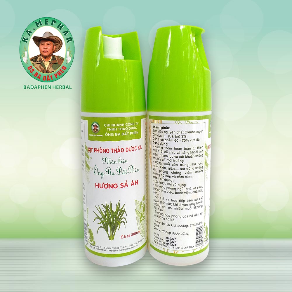 [Date xa] Xịt kháng khuẩn sả Ông Ba Đất Phèn chai 200ml