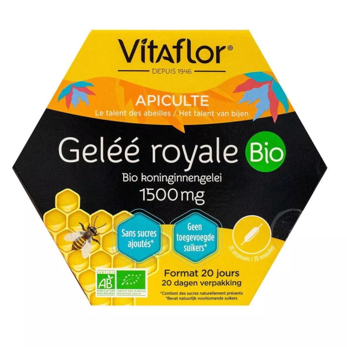 Sữa Ong Chúa Vitaflor Gelée Royale Bio 1500mg Pháp Hộp 20 Ống
