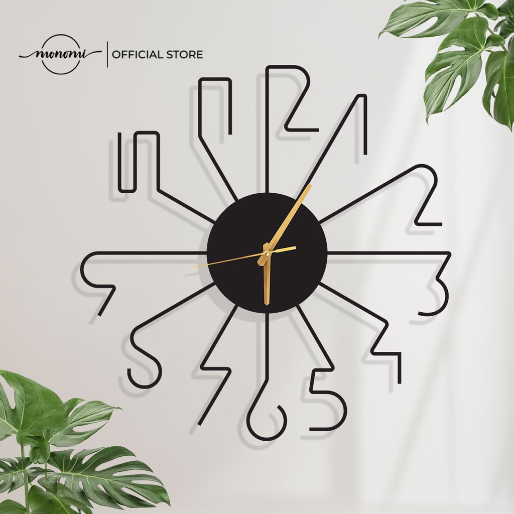 Đồng hồ CNC treo tường Black Minimalist Number, phong cách tối giản, CNC Metal Wall Clock - Monomi C013 (35cm)
