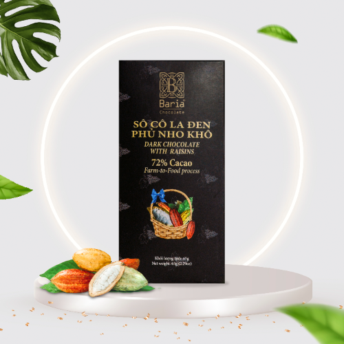 Sô cô la đen phủ nho khô 65g