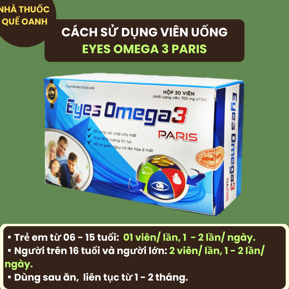 Viên uống bổ mắt Eyes Omega 3 Paris giúp giảm nhức, mỏi, khô mắt, quáng gà
