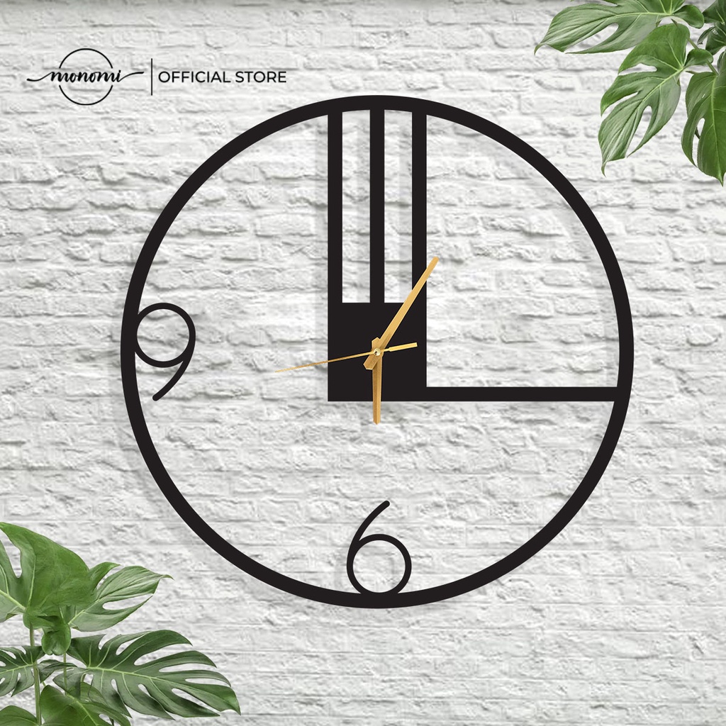 Đồng hồ CNC treo tường Black Chic Silent Oversize, phong cách đơn giản, CNC Metal Wall Clock - Monomi C008 (35cm)