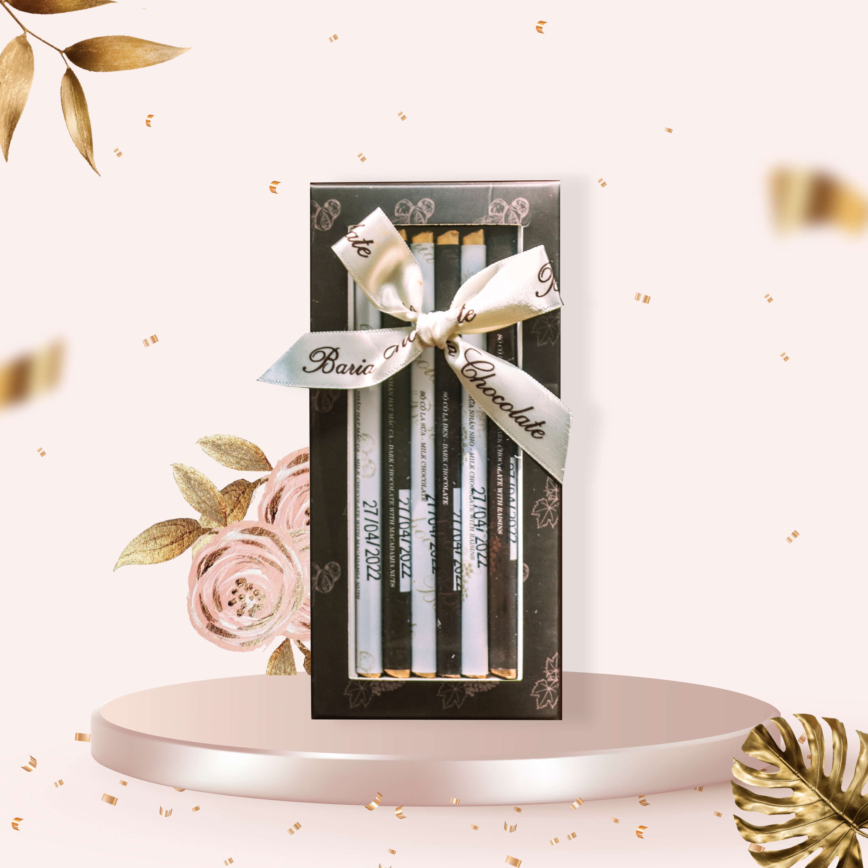 Combo sô cô la 6 thanh 25g( đen, sữa, đen nho, đen mắc ca, sữa nho, sữa mắc ca)