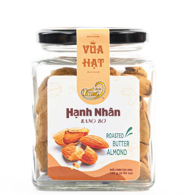 Hạnh Nhân Rang Bơ Còn Vỏ Faminuts Hũ Thủy Tinh 140g